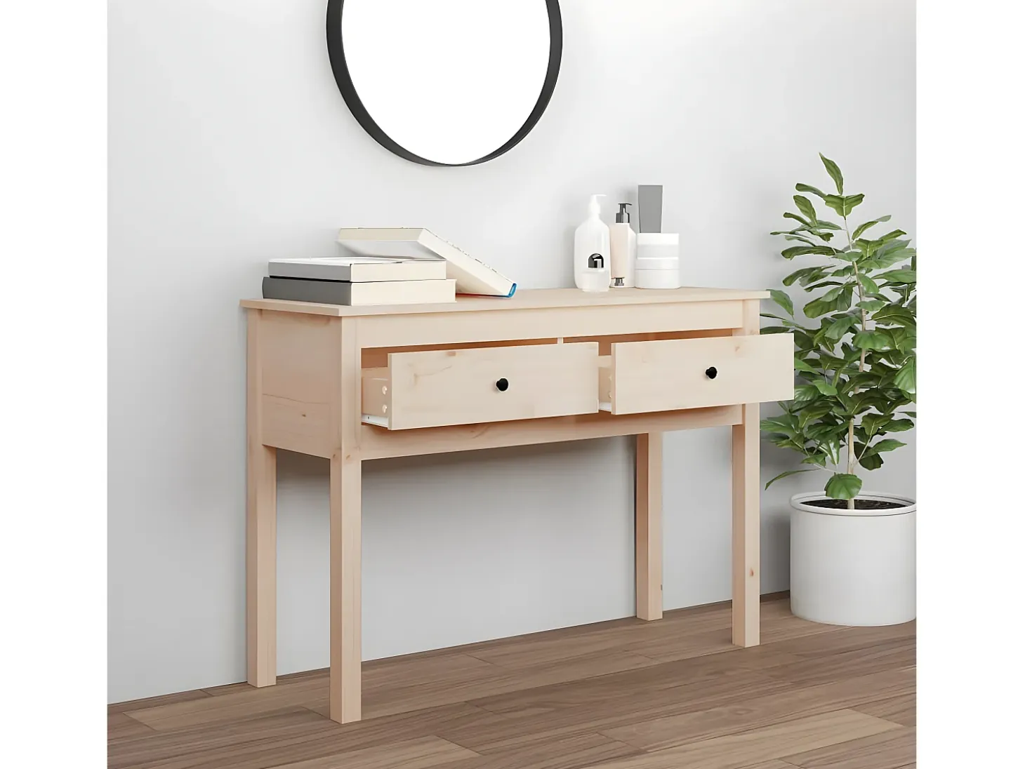 Mesa consola madera maciza de pino 100x35x75 cm ES578749