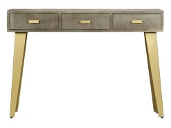 Mesa consola madera maciza de mango con latón gris 110x35x76 cm