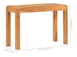 Mesa consola madera maciza de acacia acabado miel 110x40x76 cm