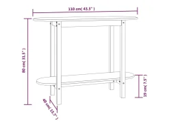 Mesa consola madera maciza de pino negro 110x40x80 cm