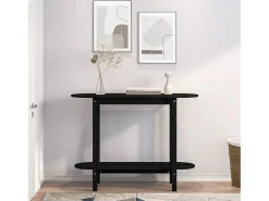 Mesa consola madera maciza de pino negro 110x40x80 cm