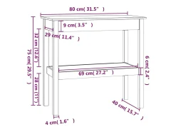 Mesa consola madera maciza de pino 80x40x75 cm