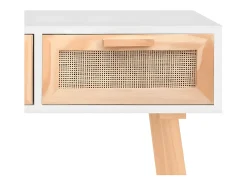 Mesa consola madera pino maciza ratán natural 105x30x75 cm ES456533