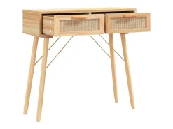 Mesa consola madera pino maciza ratán natural marrón 80x30x75cm ES285177