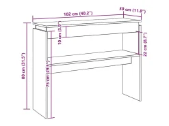 Mesa consola madera vieja 80x30x102 cm madera de ingeniería