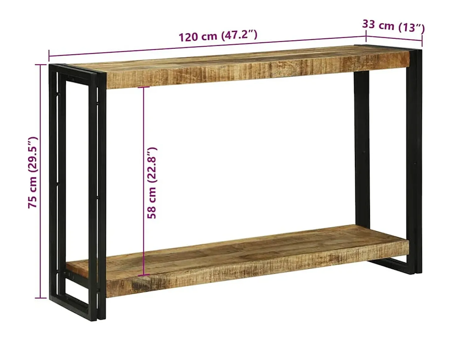 Mesa Consola Marrón 120 x 33 x 75 cm Madera de mango maciza