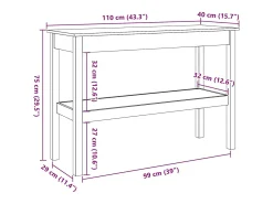 Mesa Consola Marrón cera 110 x 40 x 75 cm Madera maciza de pino