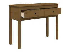 Mesa consola marrón miel 100x35x75 cm madera maciza de pino
