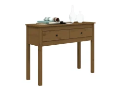 Mesa consola marrón miel 100x35x75 cm madera maciza de pino