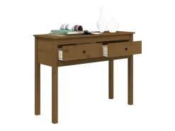 Mesa consola marrón miel 100x35x75 cm madera maciza de pino