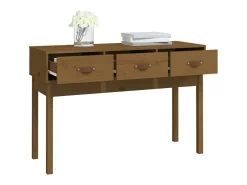 Mesa consola marrón miel 114x40x75 cm madera maciza de pino