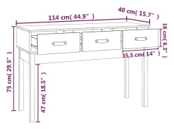Mesa consola marrón miel 114x40x75 cm madera maciza de pino