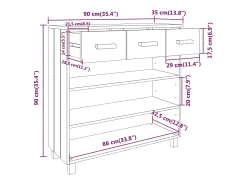 Mesa consola marrón miel 90x35x90 cm madera maciza de pino