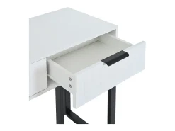 Mesa consola moderna, con 2 cajones, pies ajustables, blanco y negro