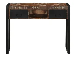 Mesa consola multicolor madera maciza reciclada 100x35x75 cm