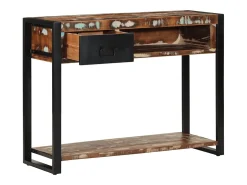 Mesa consola multicolor madera maciza reciclada 100x35x75 cm
