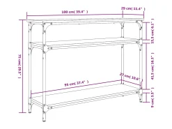 Mesa consola negra 100x29x75 cm madera de ingeniería