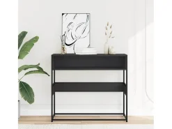 Mesa consola negra 90x35x80 cm madera de ingeniería