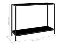 Mesa consola negra 100x35x75 cm Cristal templado