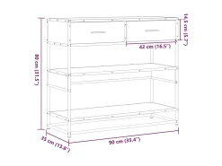 Mesa consola negra 90x35x80 cm madera de ingeniería