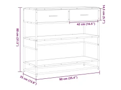 Mesa consola negra 90x35x80 cm madera de ingeniería
