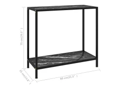 Mesa consola negra 80x35x75 cm Cristal templado