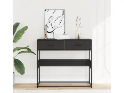 Mesa consola negra 90x35x80 cm madera de ingeniería