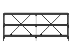 Mesa consola negra 180x30x75 cm madera contrachapada y hierro