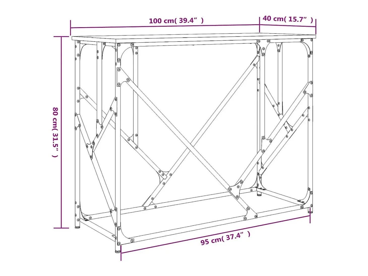 Mesa consola negra 100x40x80 cm madera de ingeniería