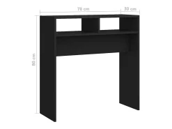 Mesa consola negra 78x30x80 cm madera de ingeniería