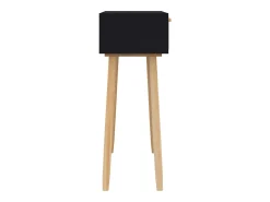 Mesa consola negra 80x30x75 cm Madera maciza de pino / ratán natural