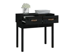 Mesa consola Negra 76,5x40x75 cm Madera maciza de pino
