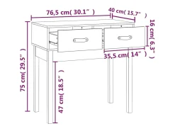 Mesa consola Negra 76,5x40x75 cm Madera maciza de pino