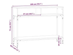 Mesa consola negra 100x30,5x75 cm madera de ingeniería