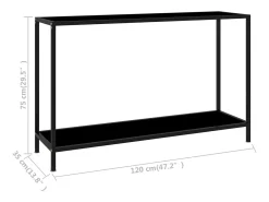 Mesa consola negra 120x35x75 cm Cristal templado