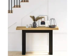 Mesa consola NOAIN patas en U madera maciza pino 120x30x75 cm