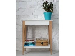 Mesa Consola Pequeña Con Estante 65 x 35 cm Mimo Marrón Beige