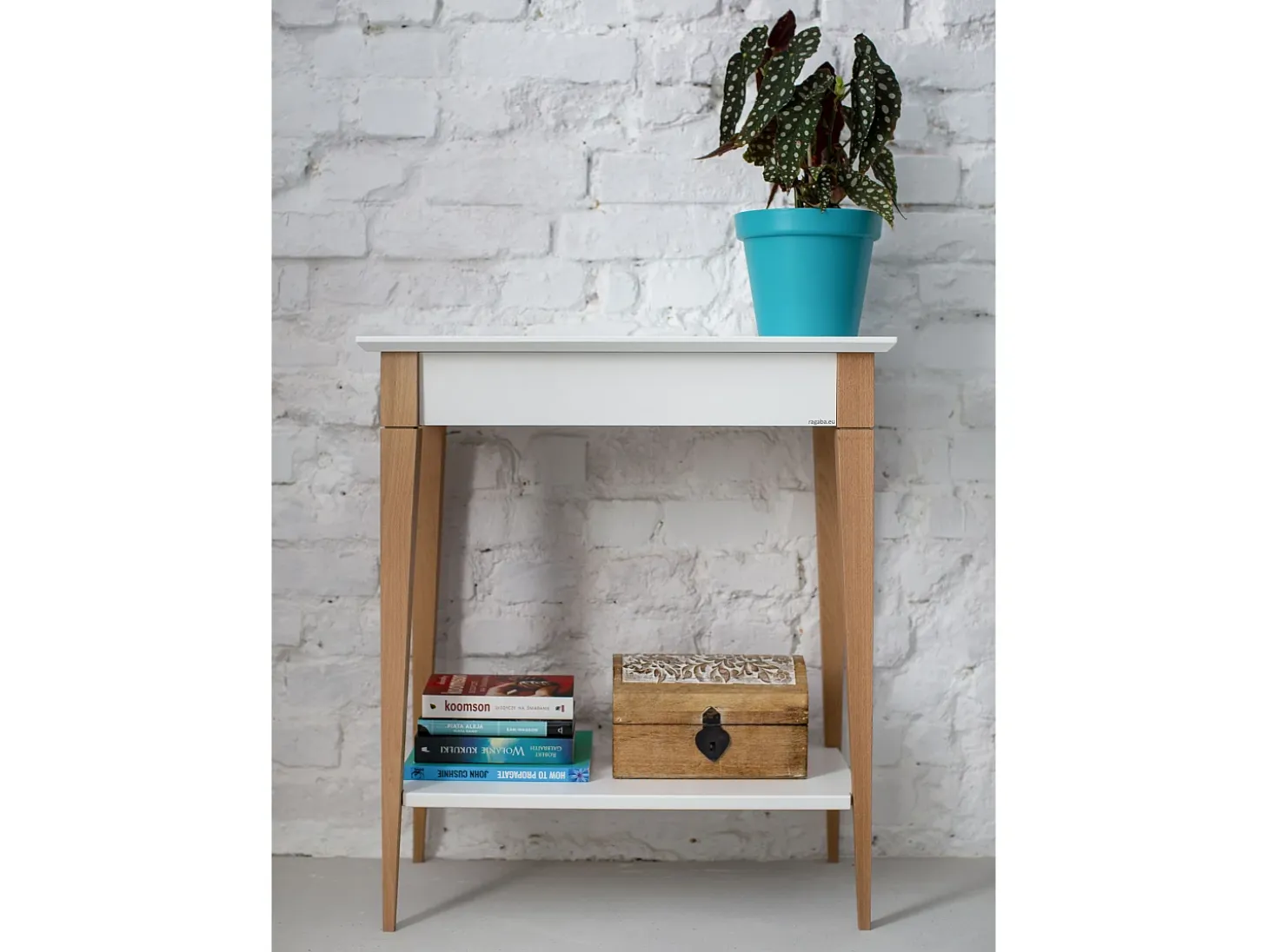 Mesa Consola Pequeña Con Estante 65 x 35 cm Mimo Marrón Beige