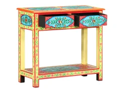 Mesa consola pintada a mano madera maciza de mango 80x35x75 cm ES560698