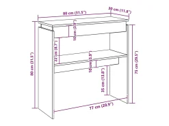 Mesa consola Roble ahumado 80x30x80 cm Madera de ingeniería