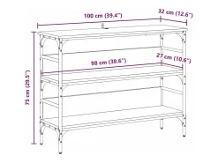 Mesa Consola Roble negro 100 x 32 x 75 cm Madera contrachapada