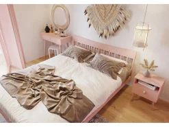 Mesa Consola Rosa 90x80x39 cm – Estilo Escandinavo – Ideal como Tocador o Escritorio