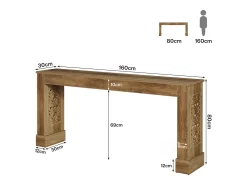 Mesa consola rústica de 160 cm para entrada, mesa de sofá industrial