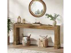 Mesa consola rústica de 160 cm para entrada, mesa de sofá industrial