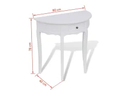 Mesa consola semicircular con cajón blanca ES616105