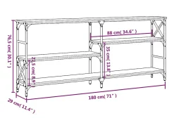 Mesa consola Sonoma gris 180x29x76,5 cm madera de ingeniería