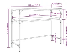 Mesa consola Sonoma gris 100x35,5x75 cm madera de ingeniería
