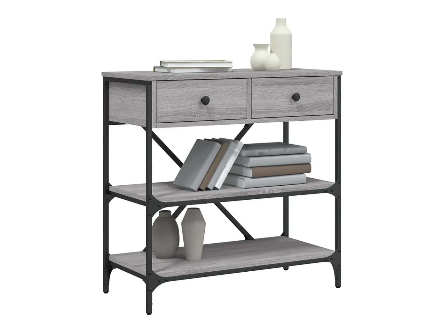Mesa consola Sonoma gris 75x34,5x75 cm madera de ingeniería