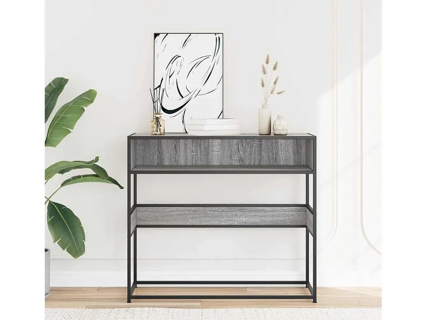 Mesa consola Sonoma gris 90x35x80 cm madera de ingeniería