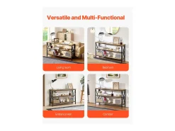 Mesa Consola SucceBuy 140 cm, 1 Nivel, Marrón-Negro, para la Entrada y el Salón